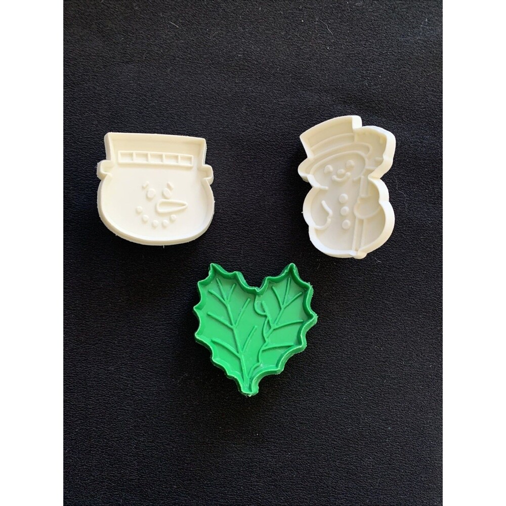 Vintage Hallmark Christmas Cookie Cutters Small 2" Set of 3 Winter Snowman Holly